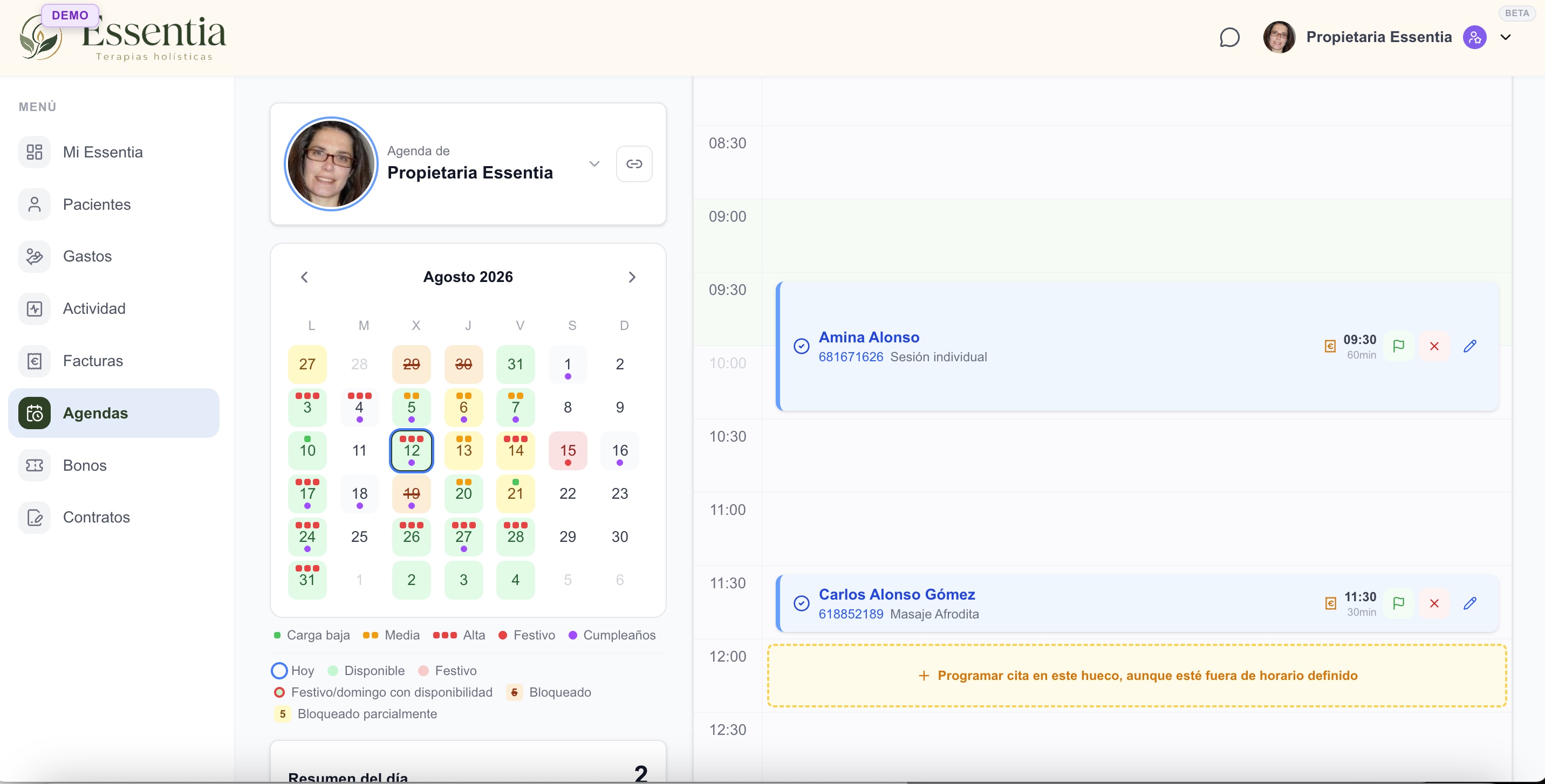 SIKIO online calendar and professional schedule